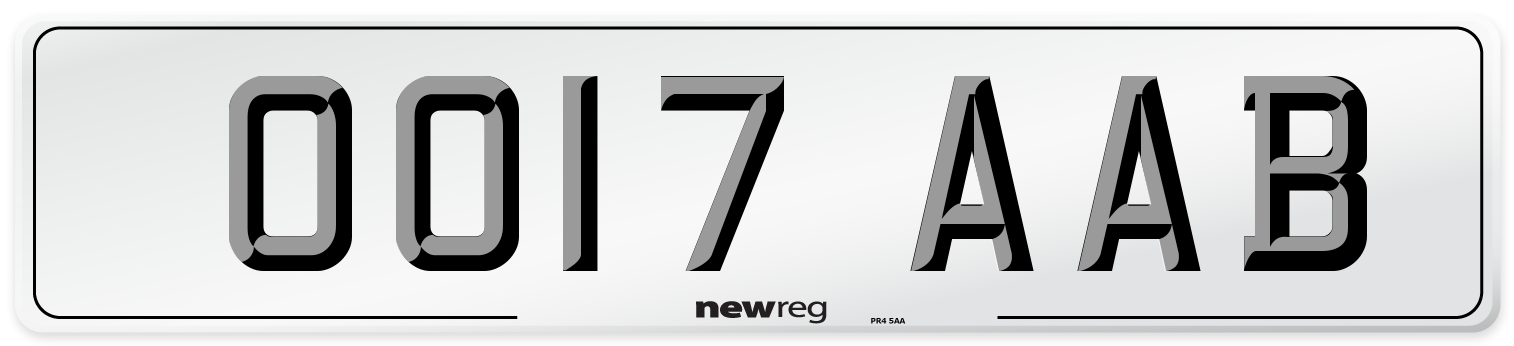 OO17 AAB Number Plate from New Reg